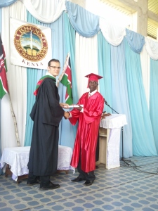 A student receiving his diploma